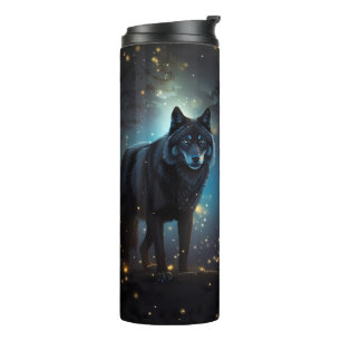 Dark Mysterious Black Wolf  Thermal Tumbler