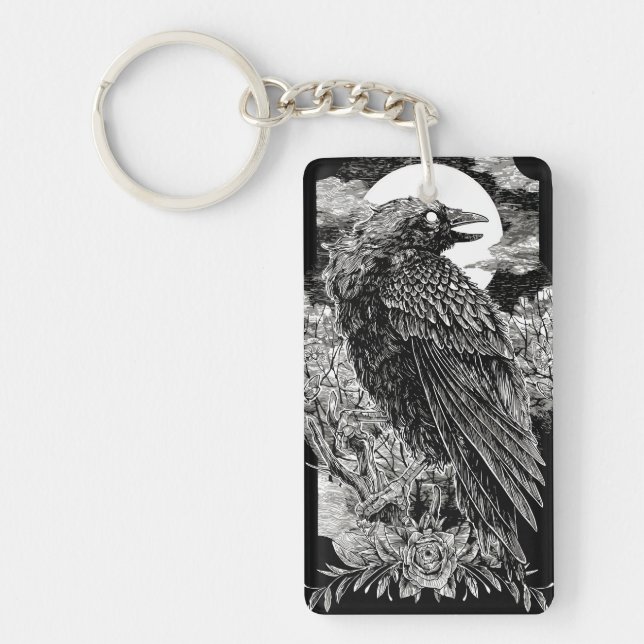 Dark Mystical Raven Keychain (Front)