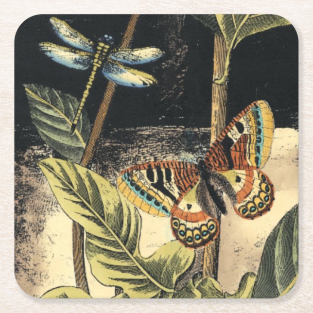 Dark Nature Scene by Vision Studio Square Paper Coaster (Front)