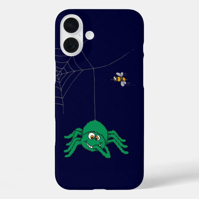 Dark naughty green spider & fly iphone case (Back)