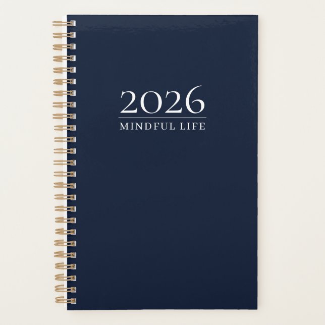 Dark Navy 2026 Planner | Custom Title & Initials (Front)
