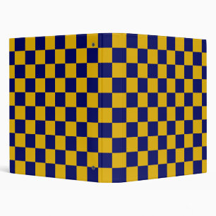 Dark Navy and Mustard Yellow Checkerboard Binder