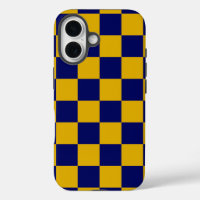 Dark Navy and Mustard Yellow Chequerboard