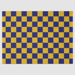 Dark Navy and Mustard Yellow Chequerboard Tissue Paper
