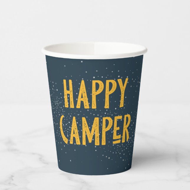 Dark Navy and Yellow Happy Camper Cups (Left)