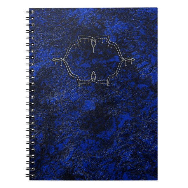 Dark navy black stone marble granite textured prin notebook (Front)