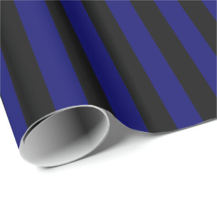 Dark Navy Blue and Black Stripe Wrapping Paper