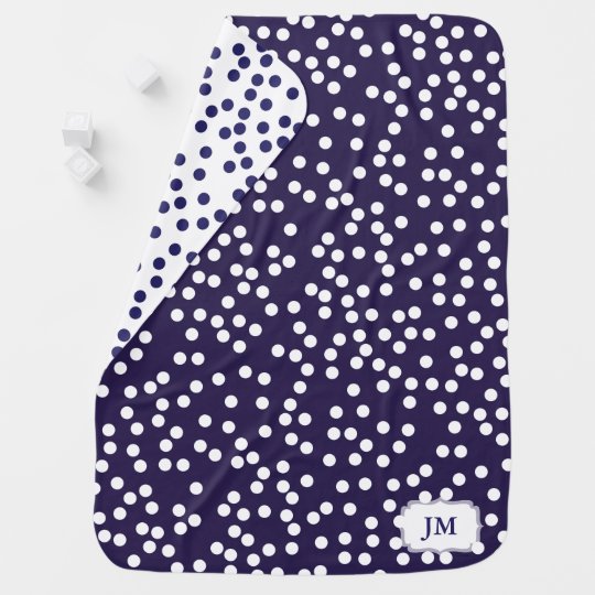 Dark Navy Blue and White Polka Dot Pattern Baby Baby Blanket