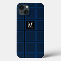 Dark Navy Blue Custom Single Initial Striped