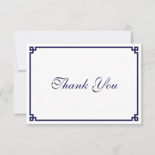 Dark Navy Blue Greek Key Border Thank You Card