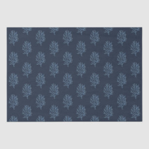 Dark Navy Blue Marine Life Corals Pattern Tissue Paper