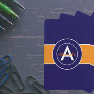 Dark Navy Blue Orange Playing Cards