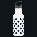 Dark navy blue polka dots 532 ml water bottle<br><div class="desc">Dark navy blue polka dots on white background</div>