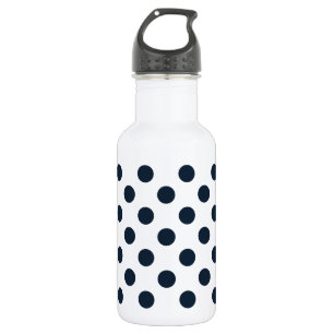 Dark navy blue polka dots 532 ml water bottle