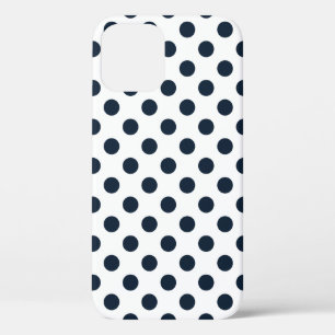 Dark navy blue polka dots iPhone 12 case