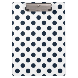 Dark navy blue polka dots clipboard