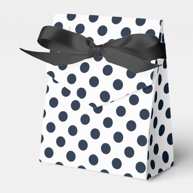 Dark navy blue polka dots favor box (Front Side)