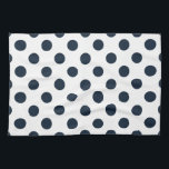 Dark navy blue polka dots kitchen towel<br><div class="desc">Dark navy blue polka dots on white background</div>
