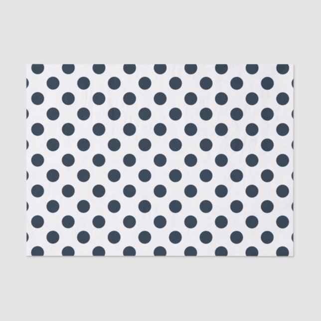 Dark navy blue polka dots tissue paper (Front)