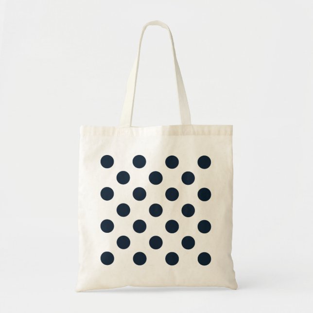 Dark navy blue polka dots tote bag (Front)