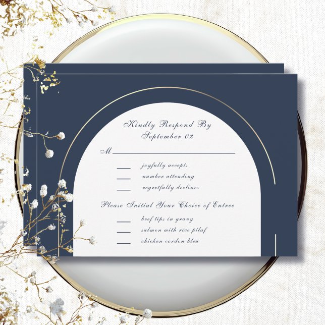Dark Navy Gold Frame Script Menu Selection RSVP  (Creator Uploaded)