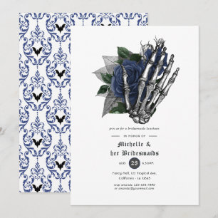 Dark Navy Gothic Floral Bridesmaids Luncheon Invitation