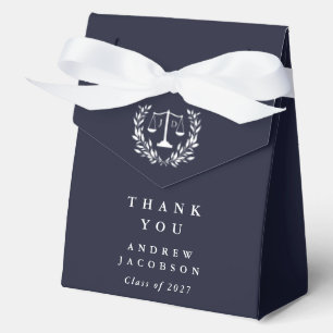 Dark Navy JD Law Scales+Laurel Graduation Favor Box