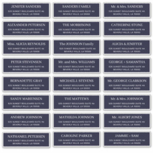 Dark navy modern typography wedding guest address