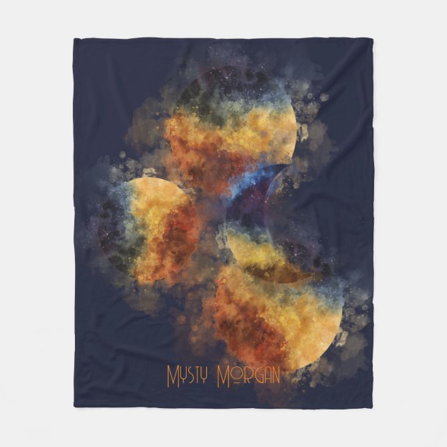 Dark Navy Mystic Autumn Fleece Blanket (Front)