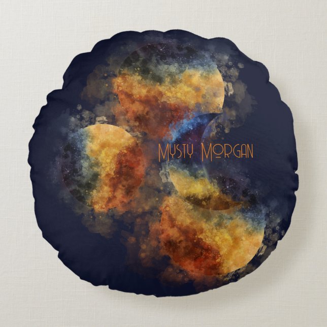 Dark Navy Mystic Autumn Round Pillow (Front)