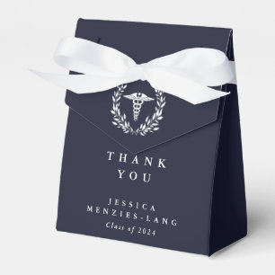 Dark Navy Personalized Caduceus+Laurel Wreath Favor Box