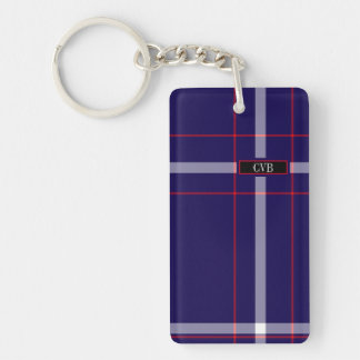 Dark Navy, Red, & White Plaid Keychain