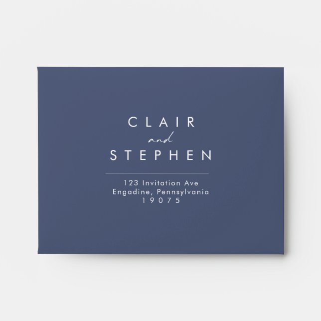 Dark Navy Self-Addressed RSVP Envelope (Front)