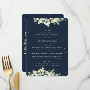 Dark Navy Snowberry+Eucalyptus 4 Course Wedding Menu