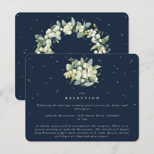 Dark Navy Snowberry+Eucalyptus Bouquet Reception Enclosure Card