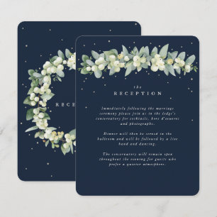 Dark Navy Snowberry+Eucalyptus Garland Reception Enclosure Card
