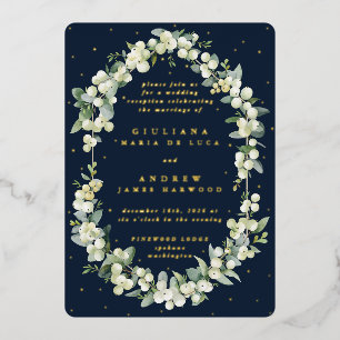 Dark Navy Snowberry+Eucalyptus Reception Only 