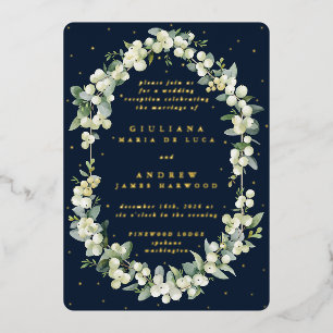 Dark Navy Snowberry+Eucalyptus Reception Only