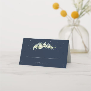 Dark Navy Snowberry+Eucalyptus Wedding Place Card