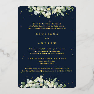 Dark Navy Snowberry+Eucalyptus Wedding Rehearsal