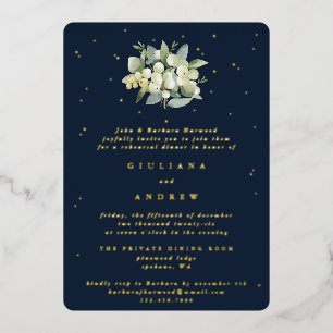 Dark Navy Snowberry+Eucalyptus Wedding Rehearsal