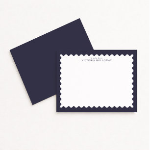 Dark Navy Stamp-Inspired Border Note Card