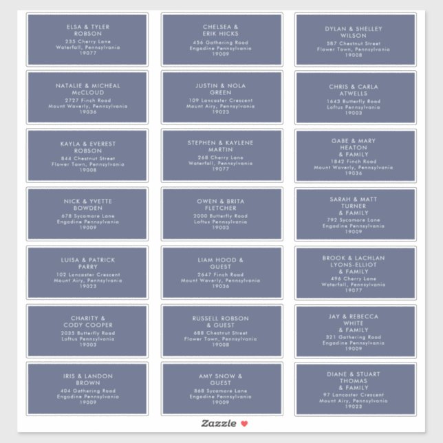 Dark Navy Wedding Guest Address Sticker (Sheet)