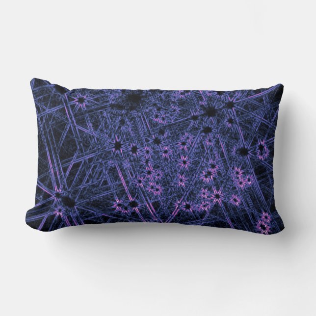 Dark Neon Abstract Throw Pillow (Front)