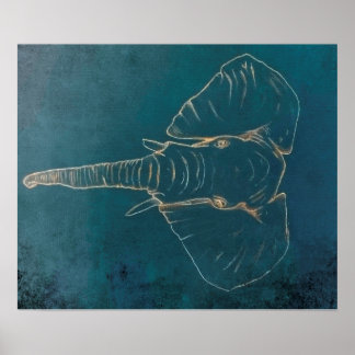Dark Neon Elephant Poster