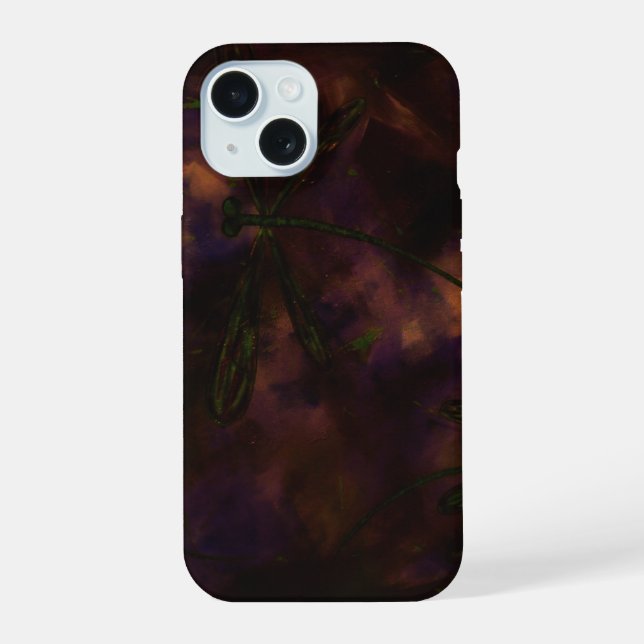 Dark Night Dragonfly Fire iPhone 15 Case (Back)