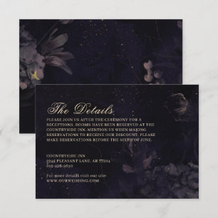 Dark Night Floral Boho Purple Gothic Wedding Enclosure Card