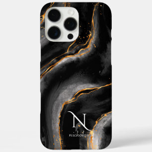 Dark Night Gold Glitter Marble Customizable iPhone 16 Pro Max Case