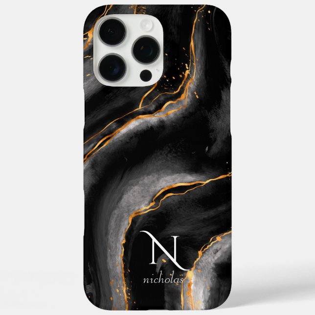 Dark Night Gold Glitter Marble Customizable Case-Mate iPhone Case (Back)
