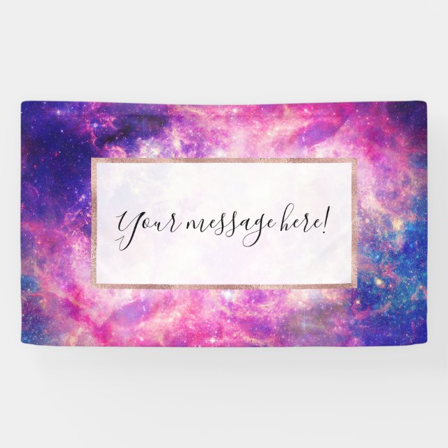 Dark Night Gradient Galaxy Glowing Zodiac Starry S Banner (Horizontal)